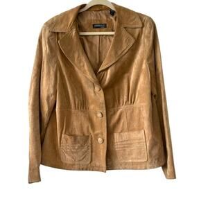 Ideology Woman 1X Tan Suede Blazer Jacket Western Boho Style